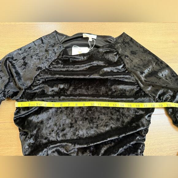 NWT WAYF Clique Ruched Bodycon Long Sleeve Velvet Minidress Black Size XL  LBD - Picture 9 of 12